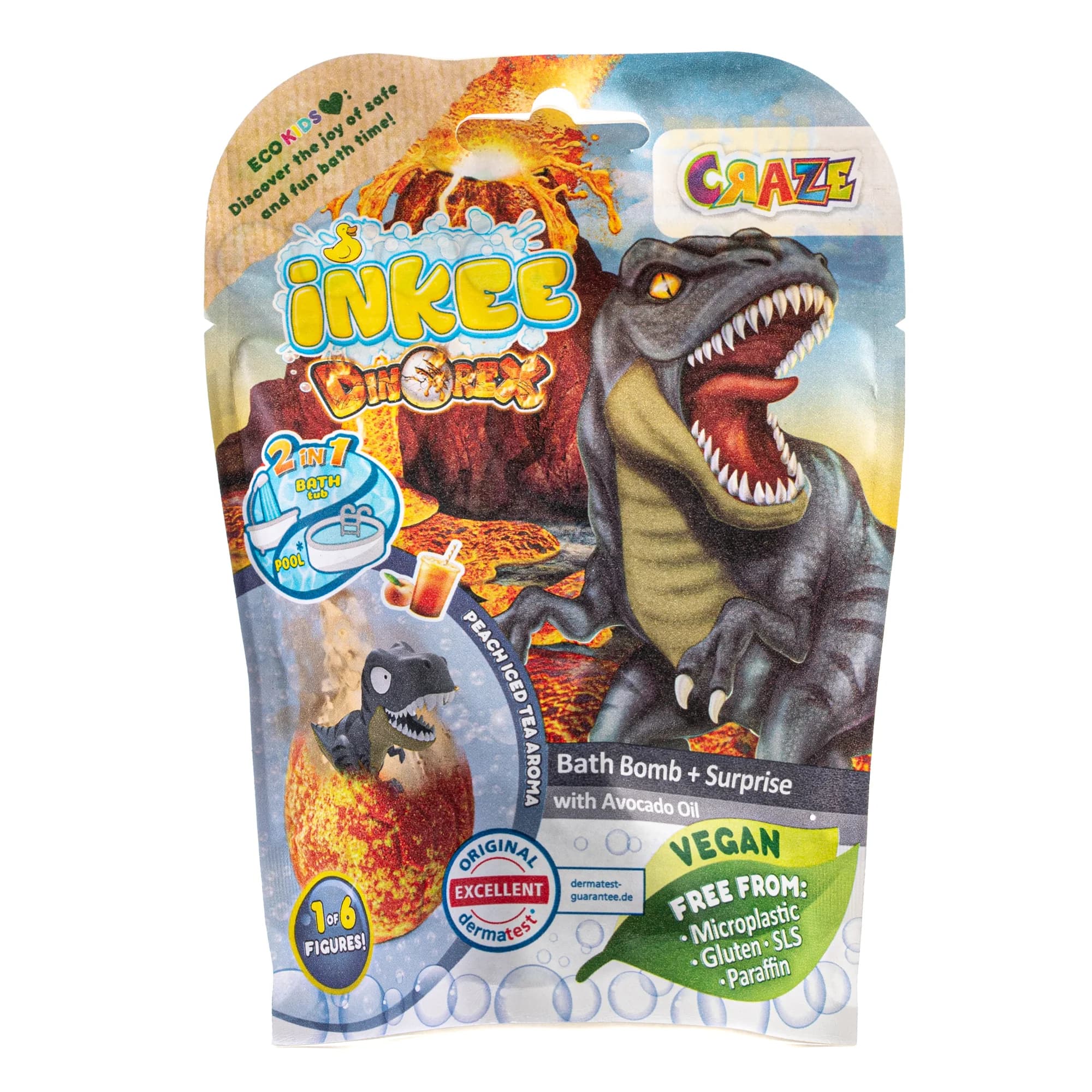 Бомба для ванн Inkee (Інкі) ароматна з іграшкою Динозаври, 1 шт.