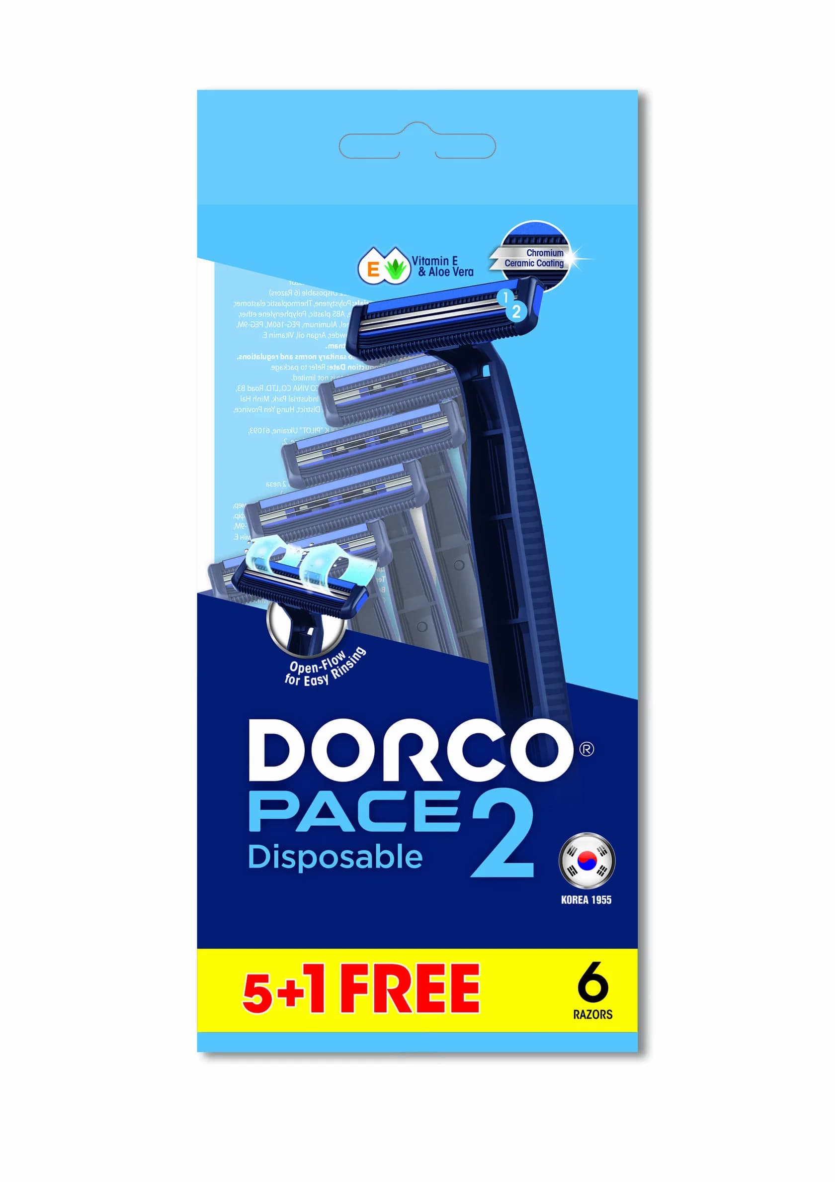 Бритва одноразова Dorco (Дорко) Pace 2 для чоловіків, 6 шт.