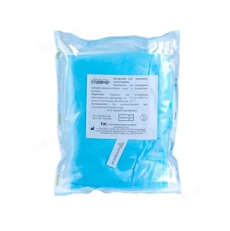 Халат медичний Славна для відвідувачів на зав’язках стерильний, розмір Л (50-52) 117 см, 1 шт.