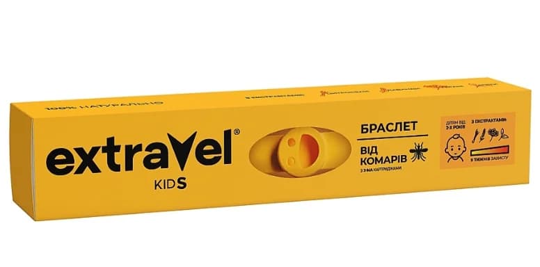 Браслет від комарів Extravel (Екстревел) Кідс зі змінним картриджем