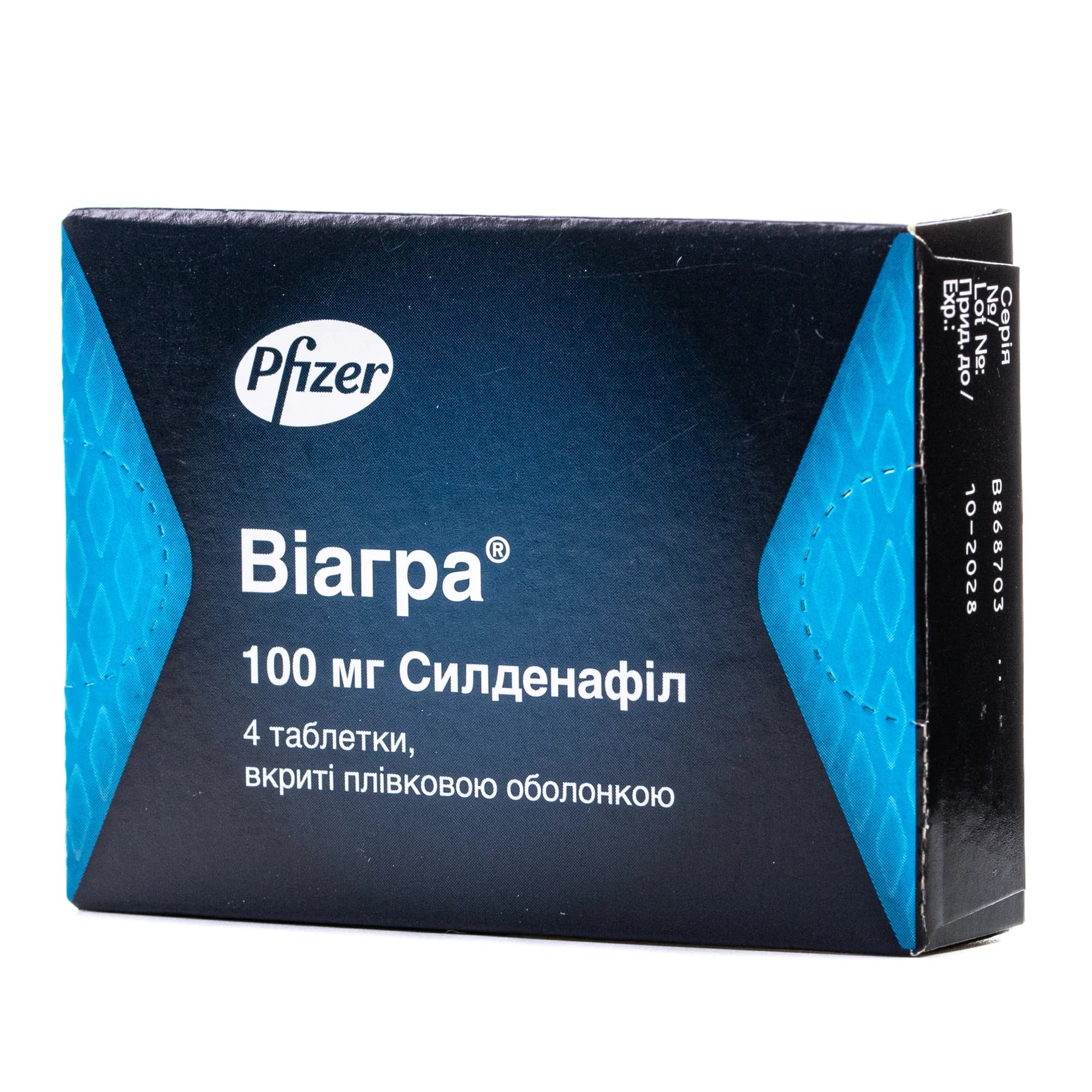 Віагра таблетки по 100 мг, 4 шт.