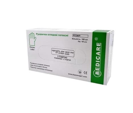 Рукавиці латексні нестерильні, розмір С, 100 шт.