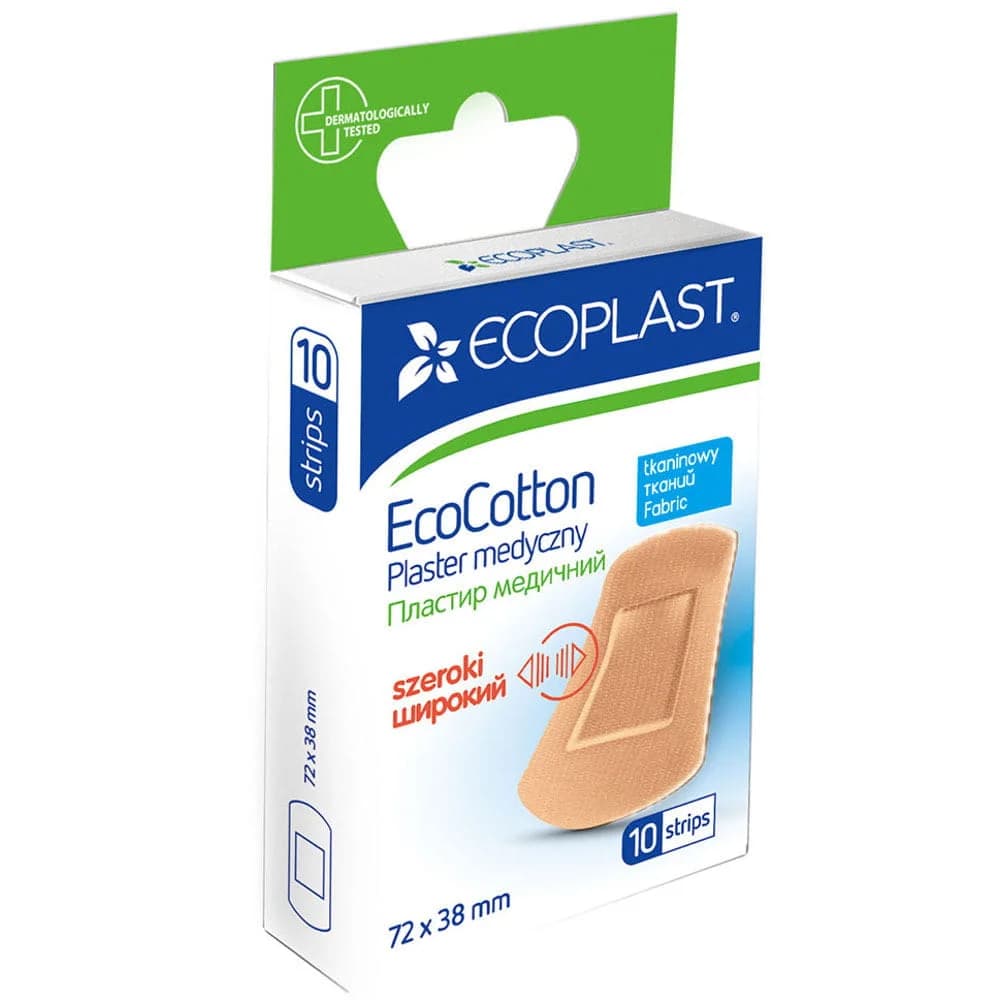 Пластир медичний Ecoplast (Екопласт) на тканинній основі, 72 мм*38 мм, 10 шт.
