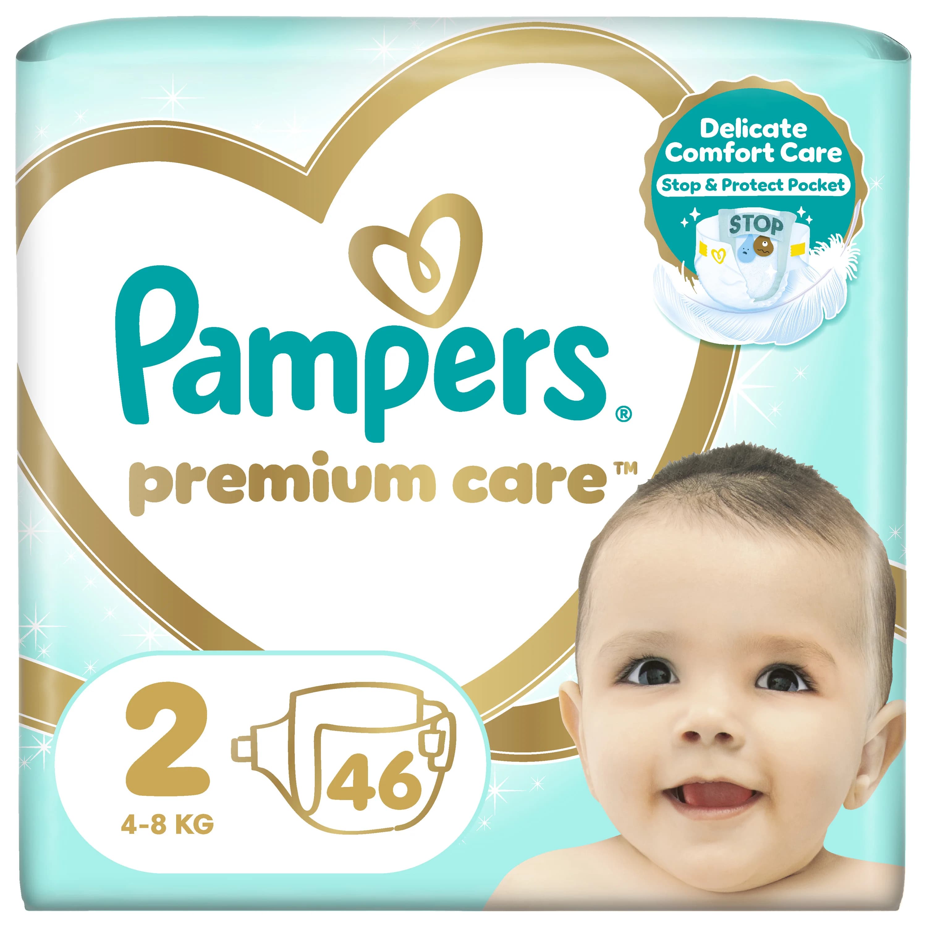 Підгузки для дітей Памперс Преміум Міні (PAMPERS Premium Care Mini) 2 від 4 до 8 кг, 46 шт.