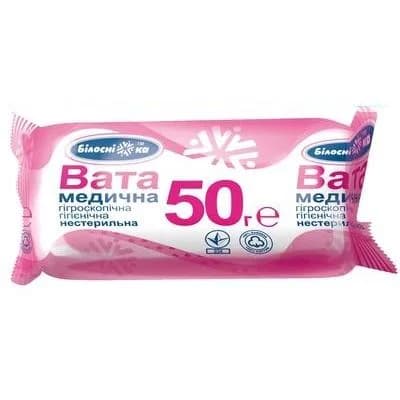 Вата Білосніжка нестерильна, ролик, 50 г