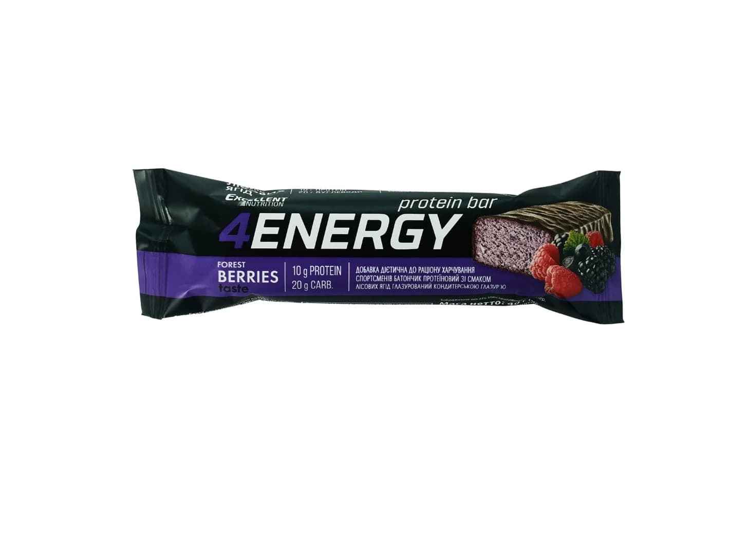 Батончик протеїновий 4Energy (4 Енерджі) зі смаком лісових ягід, 40 г