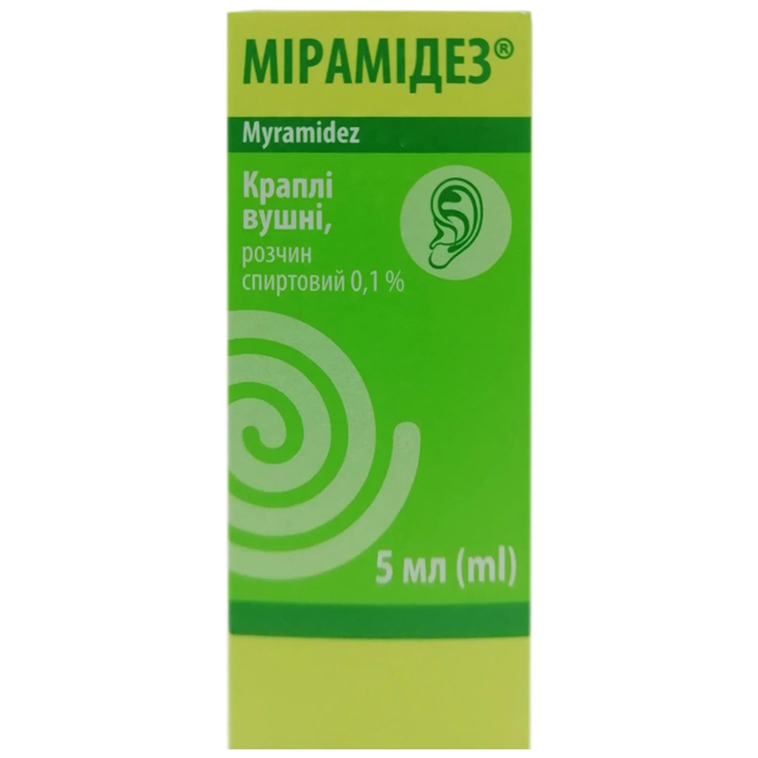 Мірамідез краплі вушні при отитах, 5мл