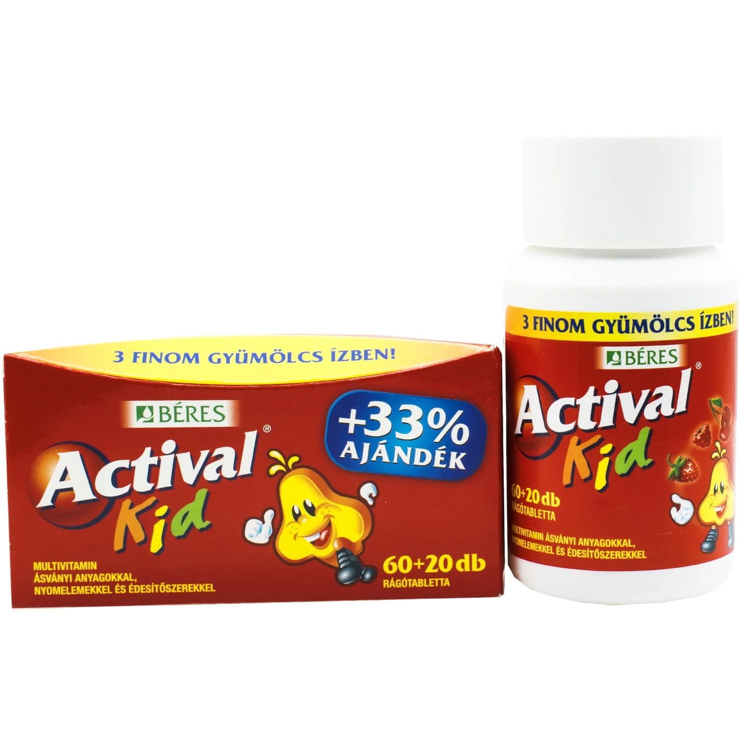 Активал Кід (Actival Kid) таблетки жувальні з трьома смаками, 60 + 20 шт.