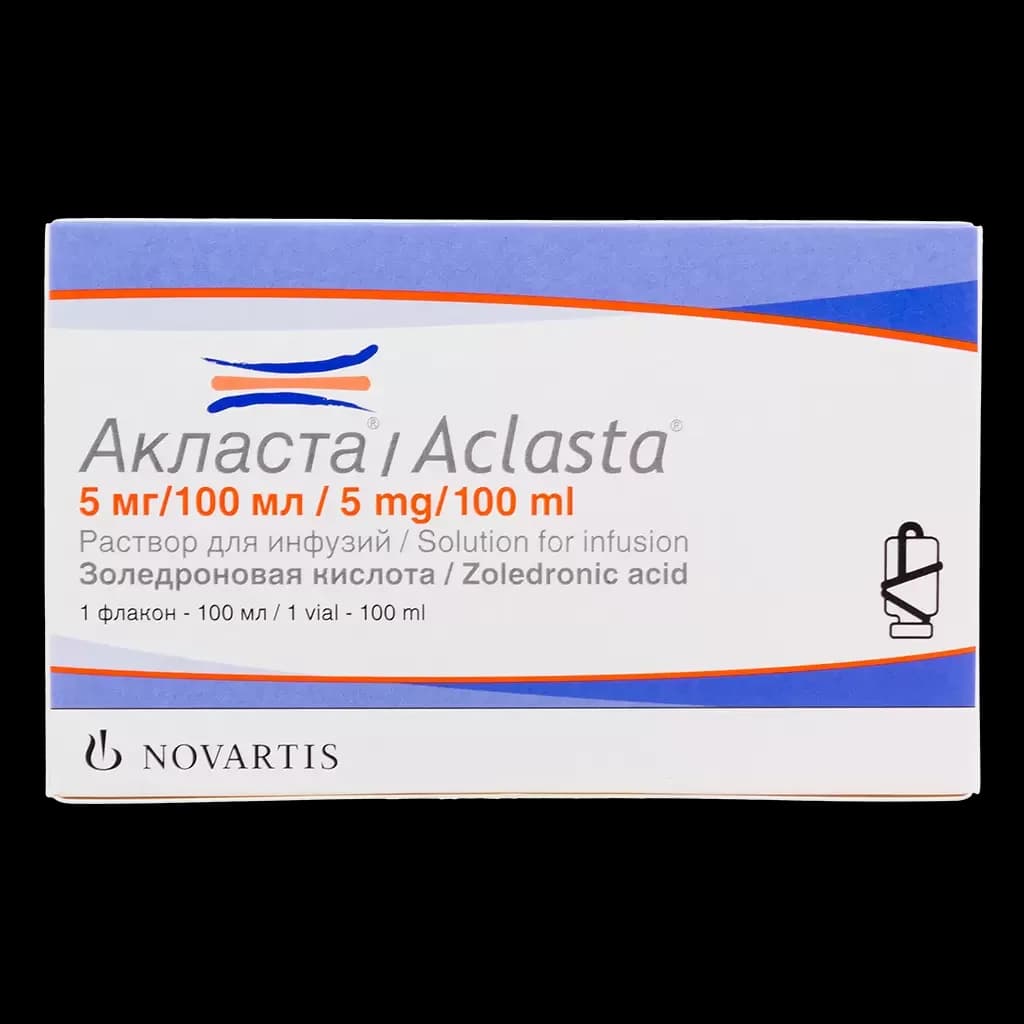 Акласта розчин для інфузій по 5 мг/100 мл, 100 мл