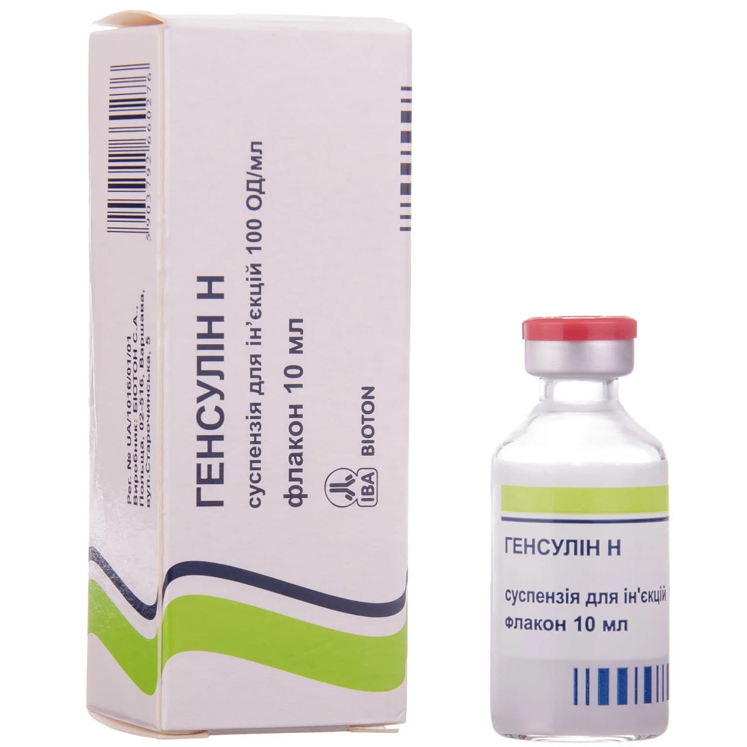 Генсулін Н суспензія для ін’єкцій по 100 ОД/мл, 10 мл