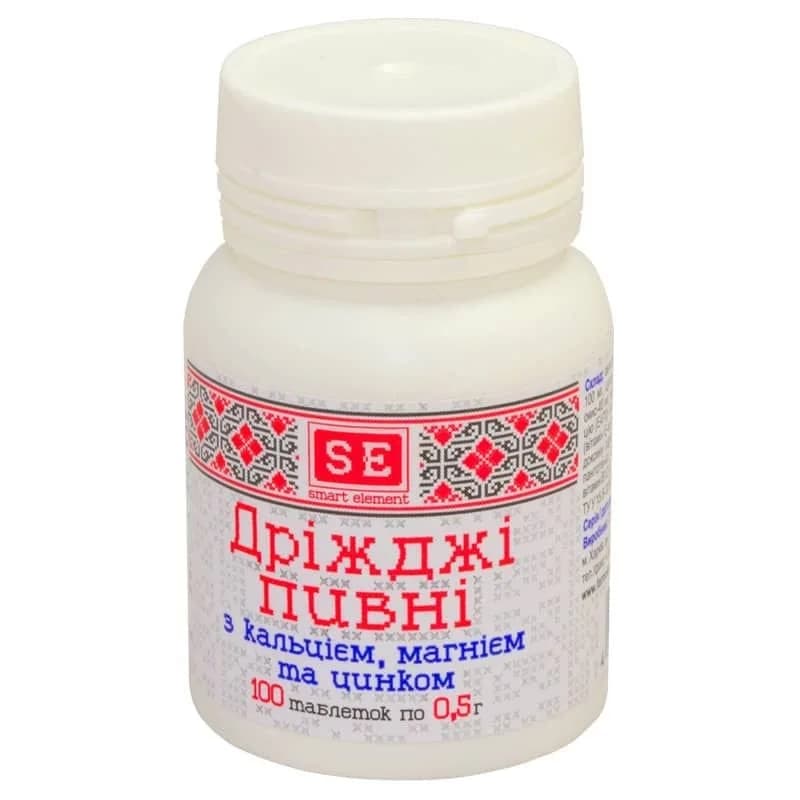 Дріжджі пивні з Mg і Ca, Zn таблетки по 0,5 г, 100 шт. - Фармаком