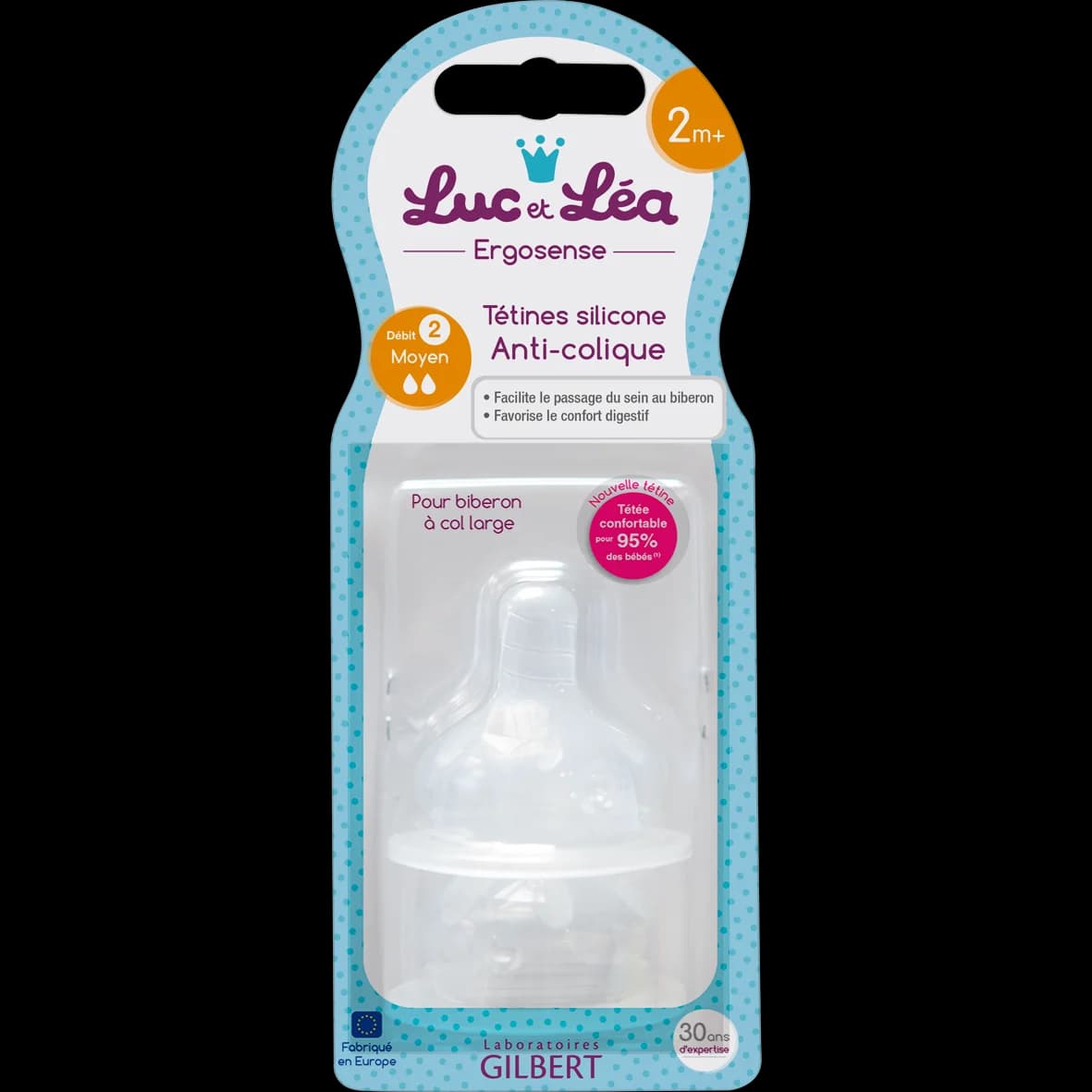 Соска силіконова Luc et Lea (Люкетлі) Антиколік середній потік, з 2 місяців, 2 шт.