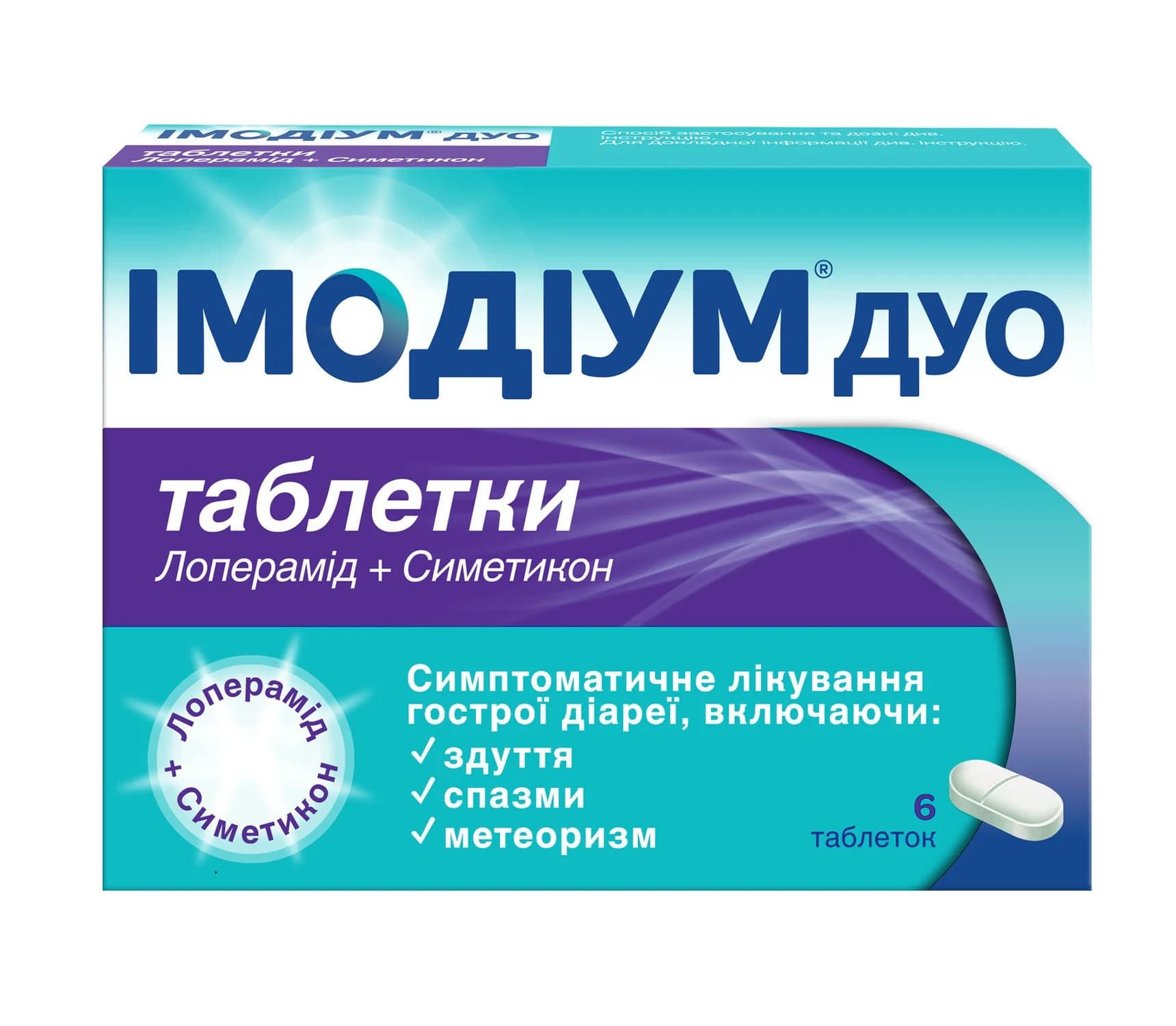 Імодіум Дуо таблетки, 6 шт.