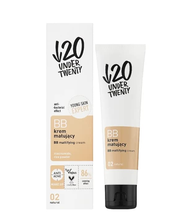 ВВ-крем Lirene Under Twenty (Лірен Андер Твенті) матуючий антибактеріальний, тон 02, натуральний, 60 мл