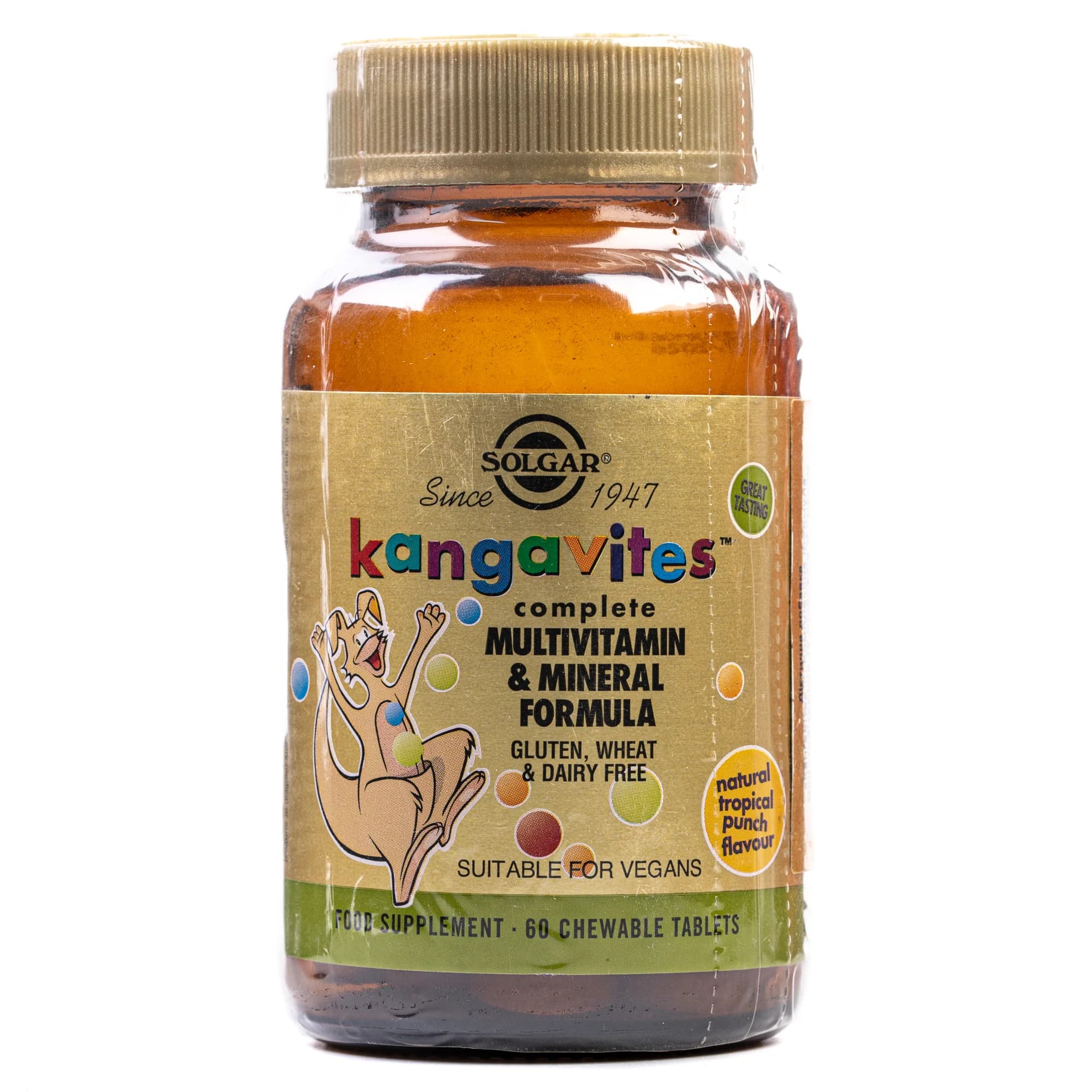 Солгар Кангавітес мультивітамінами і мінералами зі смаком тропічних фруктів, 60 шт.