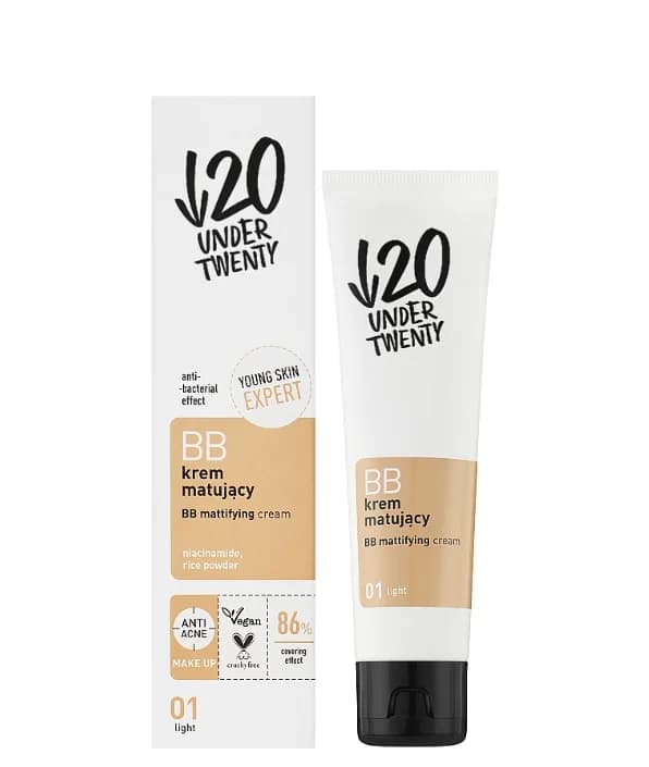 ВВ-крем Lirene Under Twenty (Лірен Андер Твенті) матуючий антибактеріальний, тон 01, світлий, 60 мл