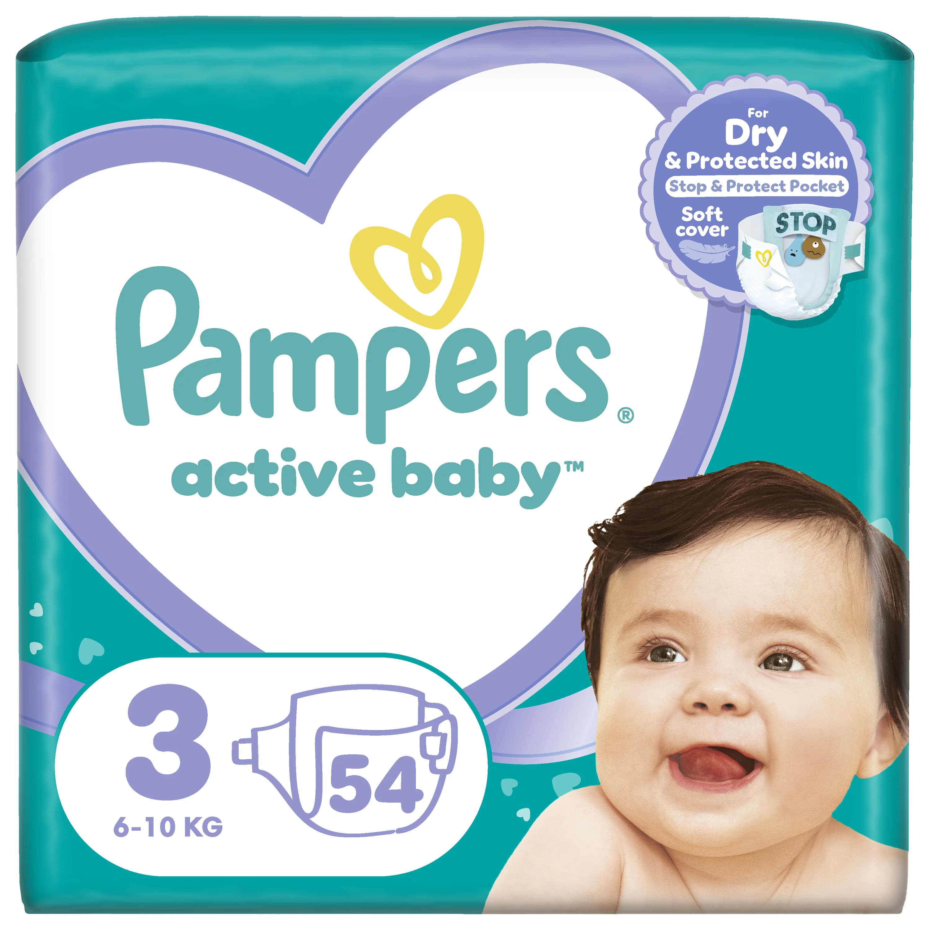 Підгузки Pampers Active Baby Midi (Памперс Актив Бебі Міді) 3 для дітей від 6 до 10 кг, 54 шт.