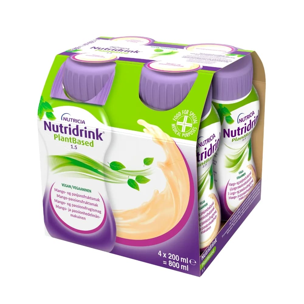 Ентерельне харчування Nutridrink (Нутрідрінк) на рослинній основі зі смаком манго-маракуйя у флаконі по 200 мл, 4 шт.