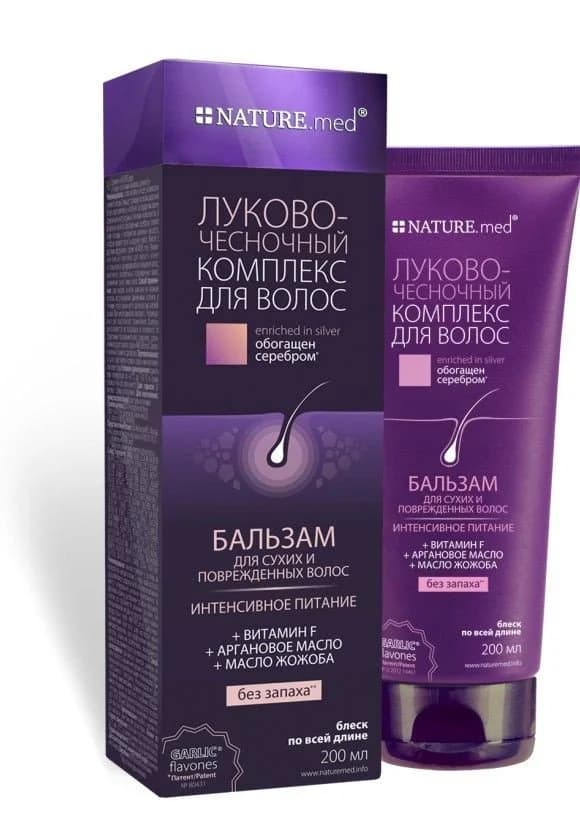 Бальзам Nature.med (НатурМед) Цибулево-часниковий комплекс для сухого та пошкодженого волосся, 200 мл